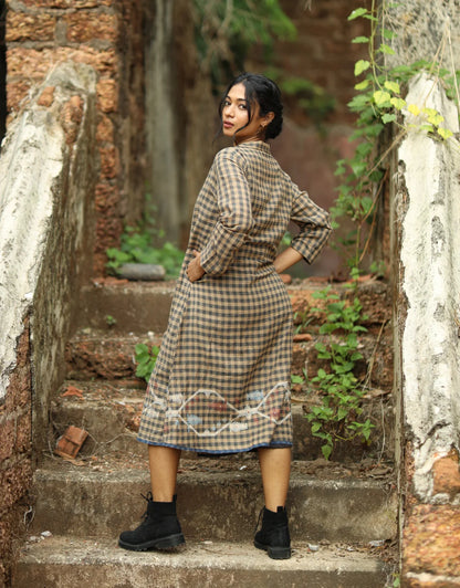 Dhara Jamdani Cotton Calf-length Dress