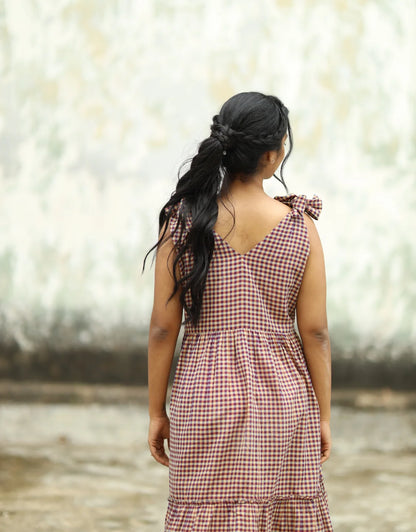 Sansa Handloom Cotton Tie-up Dress