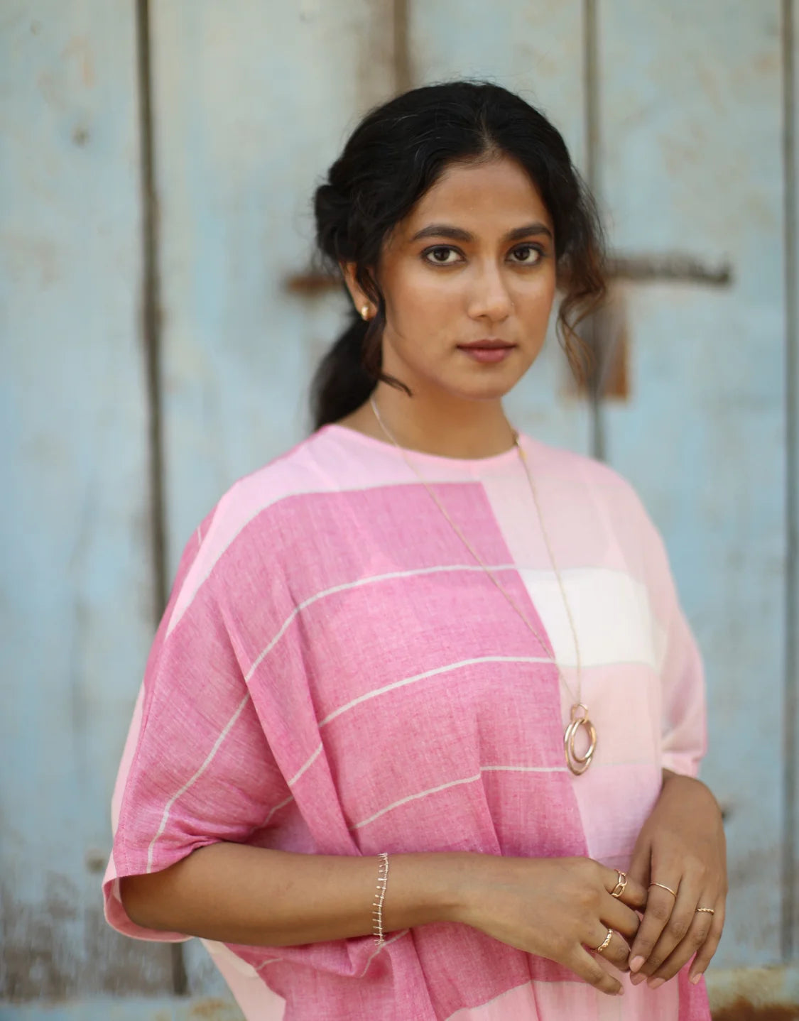 Delilah Handloom Cotton Cowl Dress