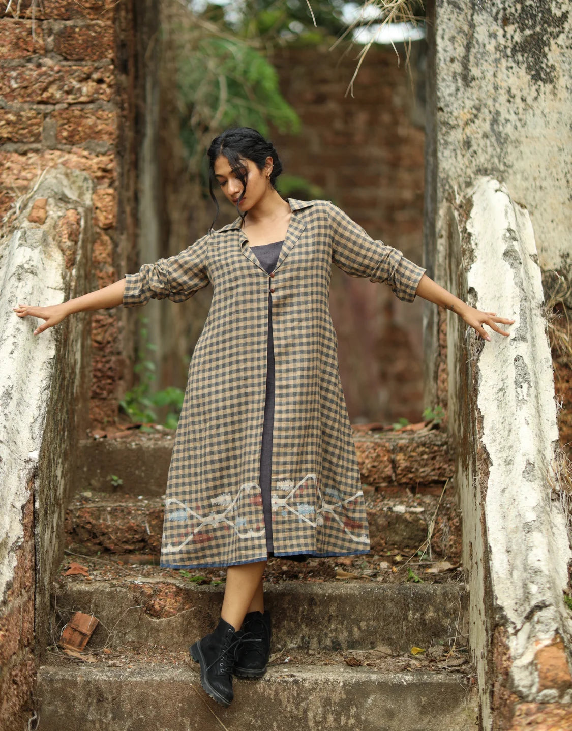 Dhara Jamdani Cotton Calf-length Dress